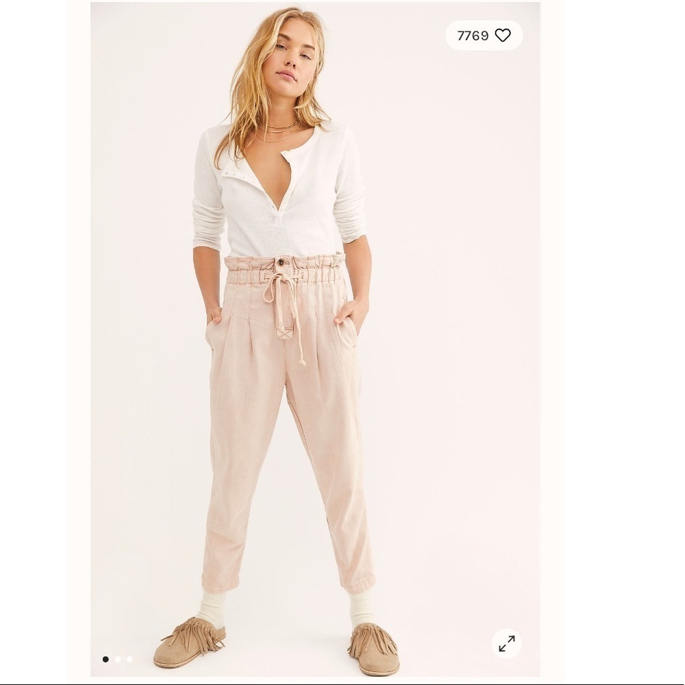 Free People Pleated Tie Front Trousers
